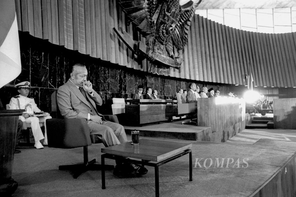 Presiden Soeharto di gedung DPR/MPR, 5 Januari 1978.