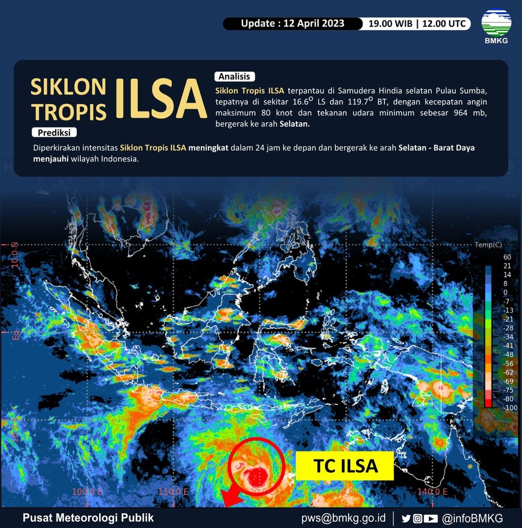 Pantauan satelit terhadap keberadaan siklon Ilsa.