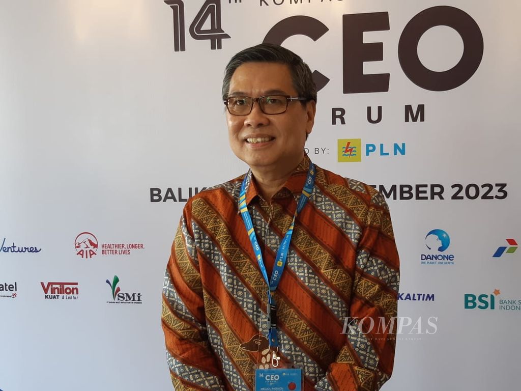 Senior Executive President Office Sinarmas Group Sanny Iskandar berpose di sela-sela kegiatan Kompas100 CEO Forum, di Balikpapan, Kalimantan Timur, Rabu (1/11/2023). 