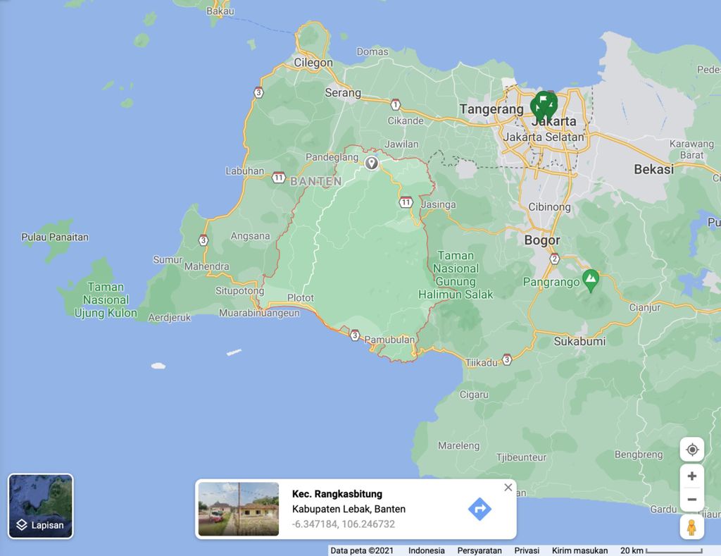 Provinsi Banten dari Google Map