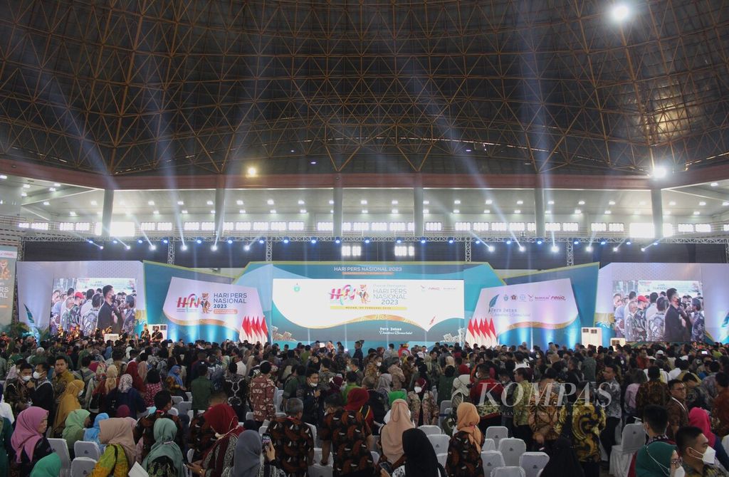 Suasana peringatan Hari Pers Nasional di Gedung Serbaguna Pemerintah Provinsi Sumatera Utara, Deli Serdang, Sumut, Kamis (9/2/2023).