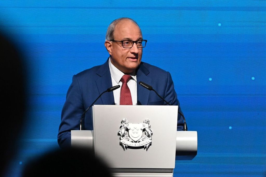 Minister of Transport and Acting Minister of Trade of Singapore, S Iswaran, delivered the opening speech at the Changi High-Level Aviation Conference in Singapore on May 17, 2022.