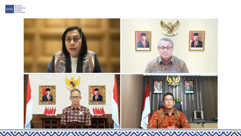 Konferensi pers hasil Rapat Berkala Komite Stabilitas Sistem Keuangan II Tahun 2024 secara daring pada Jumat (3/5/2024).