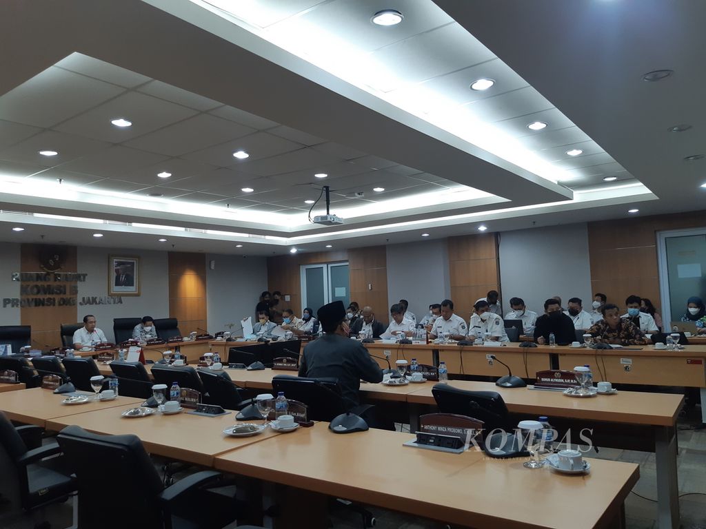 Suasana rapat Komisi B DPRD DKI Jakarta pada Rabu (29/6/2022) siang di DPRD DKI Jakarta.