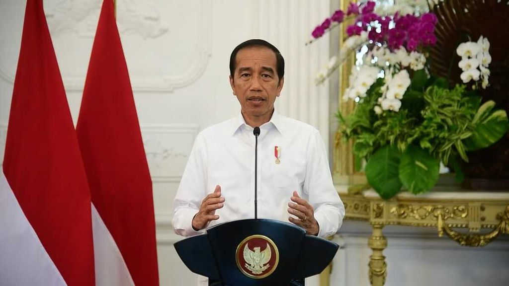 Presiden Joko Widodo saat menyampaikan pernyataan terkait konflik Palestina-Israel, Selasa (10/10/2023).