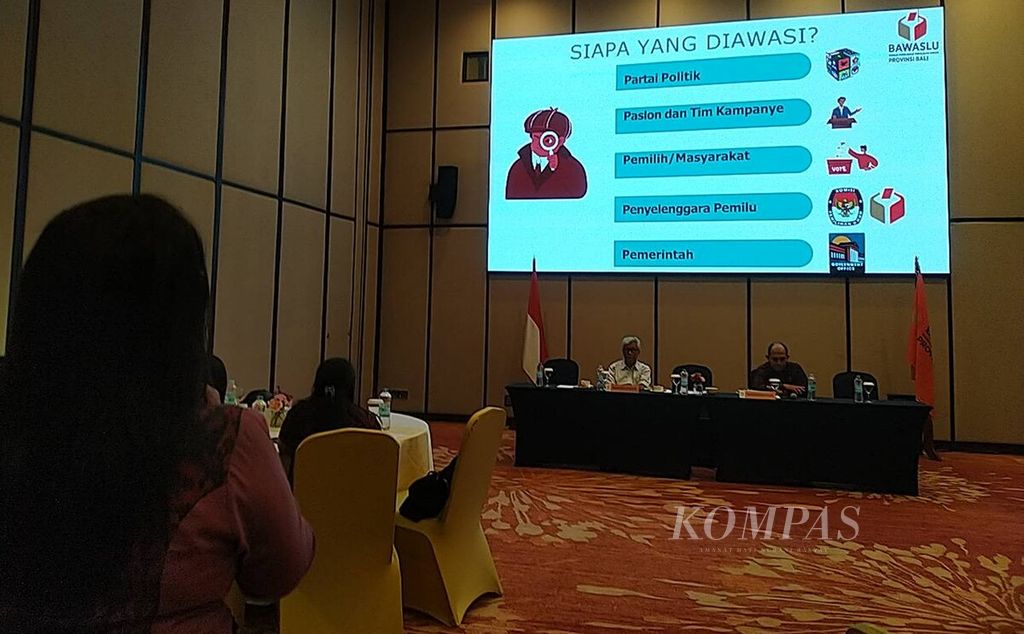 Bawaslu Bali menggelar acara Konferensi Media Bawaslu di Kuta, Badung, Selasa (5/9/2023). Bawaslu Bali menggandeng kalangan media arus utama dan pemangku kepentingan lain demi mewujudkan pemilu damai. 