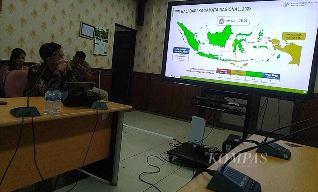 Suasana di Kantor Badan Pusat Statistik Provinsi Bali, Kota Denpasar, Jumat (1/12/2023), saat acara penyampaian Berita Resmi Statistik Provinsi Bali periode 1 Desember 2023.