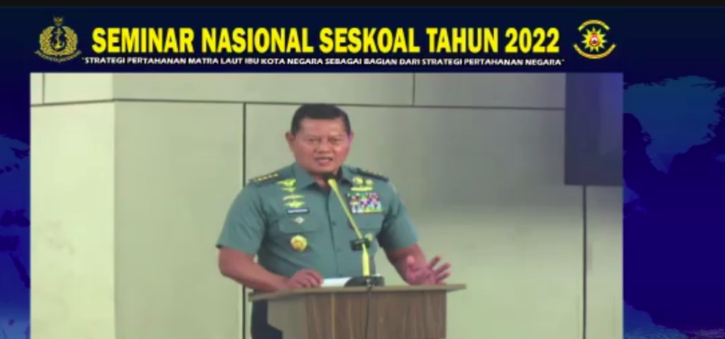 KSAL Laksamana Yudo Margono saat membuka seminar di Seskoal, Rabu  (27/7/2022).