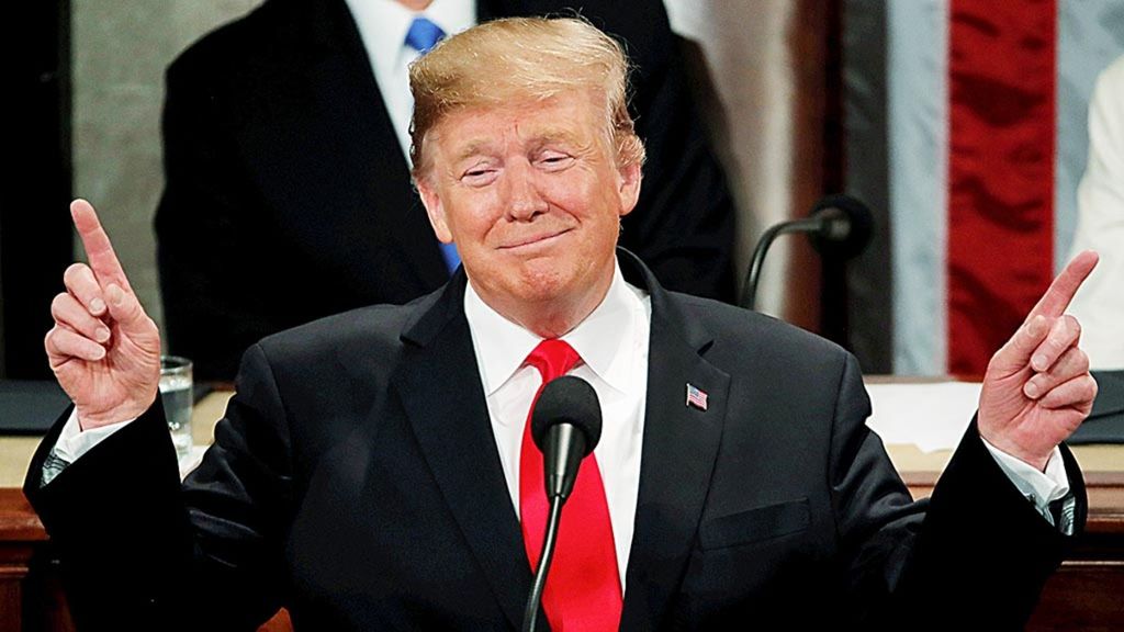  Presiden Amerika Serikat Donald Trump menyampaikan pidato kenegaraan dalam sesi sidang Kongres di Capitol Hill, Washington, AS, Selasa (5/2/2019).