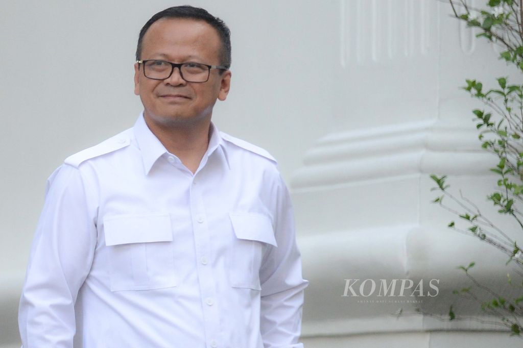 Edhy Prabowo saat memenuhi undangan Presiden Joko Widodo di Istana Kepresidenan, Jakarta, Senin (21/10/2019). Edhy datang berbarengan dengan para tokoh yang diminta oleh Presiden Joko Widodo menjadi calon menteri.
