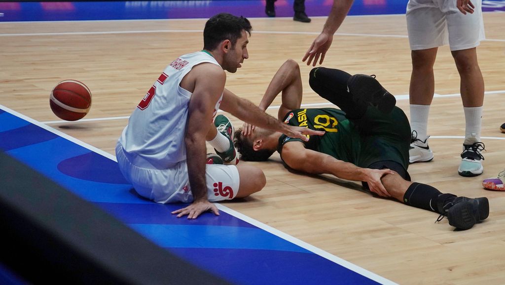 Brazil's Raul Neto reacts during the FIBA Basketball World Cup