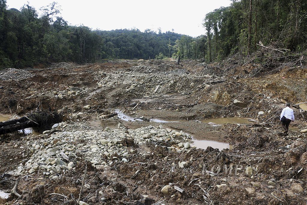 Kerusakan hutan lindung di kawasan Kecamatan Geumpang,  Kabupaten Pidie, Provinsi Aceh, kian masif seperti yang terlihat  pada Kamis (2/11). Meskipun penambangan emas ilegal  dihentikan, perlu langkah mendesak merehabilitasi hutan lindung agar kembali lestari.