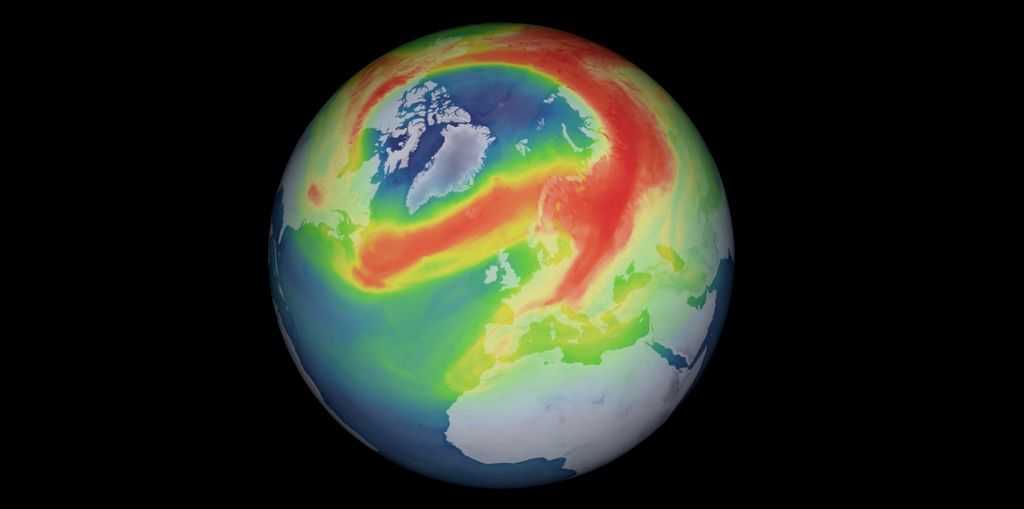 Ilmuwan Pusat Penerbangan Antariksa Jerman (DLR) menemukan lubang ozon yang tidak biasa di sekitar kutub utara Arktik. Citra itu diambil oleh satelit Copernicus Sentinel-5P selama awal Maret hingga awal April 2020.