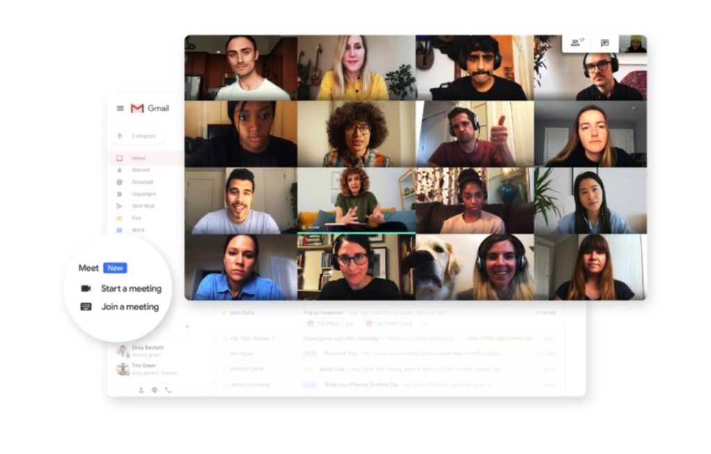 Pengguna Gmail dapat memulai panggilan video Meet melalui laman surelnya.