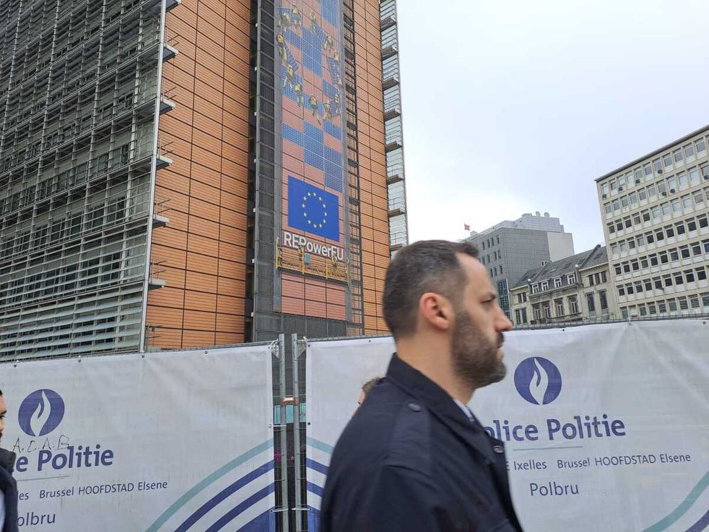 Gedung Uni Eropa di Brussels, Belgia, Kamis (21/3/2024).