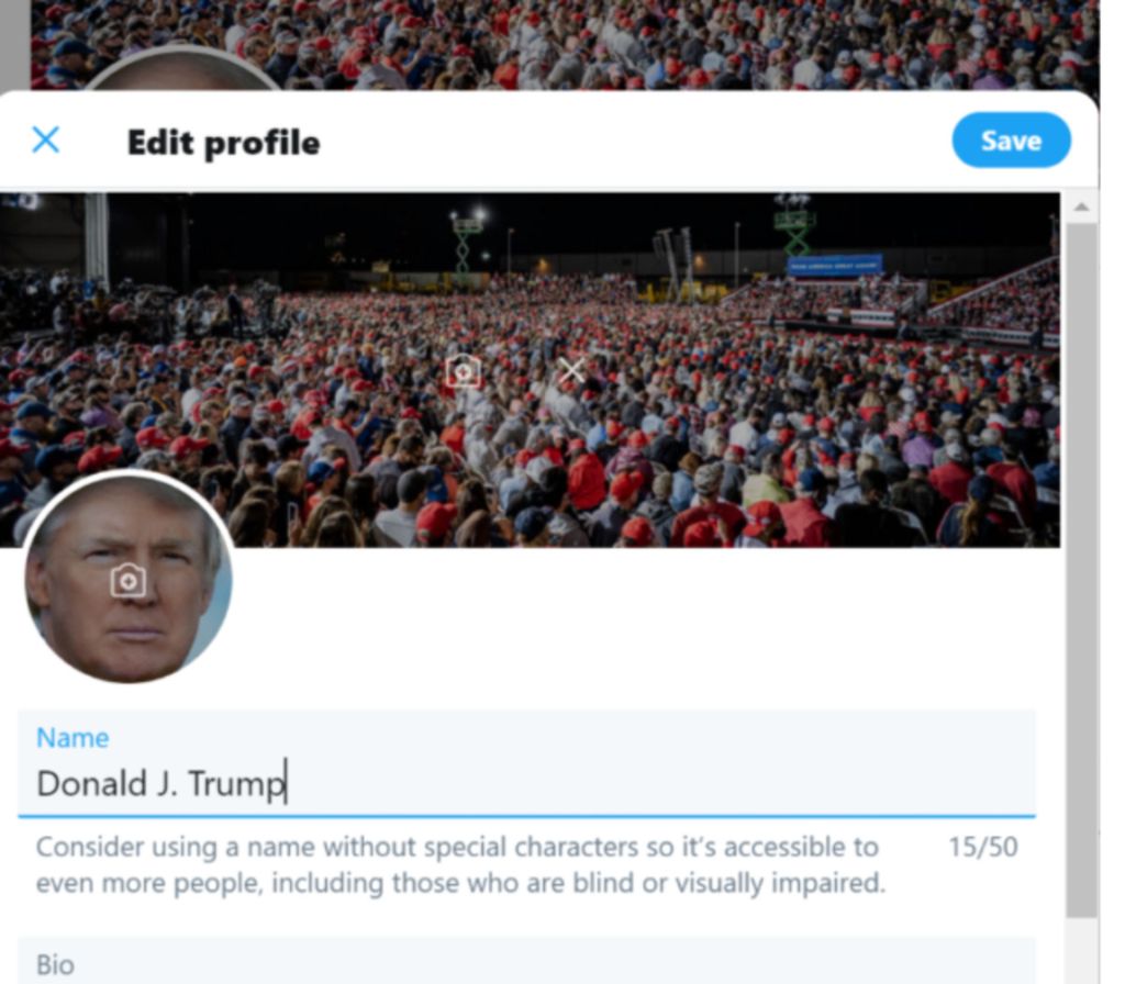 Tangkapan layar yang menunjukkan Victor Gevers berhasil mengakses laman pengubahan profil akun Twitter milik Presiden AS Donald Trump.