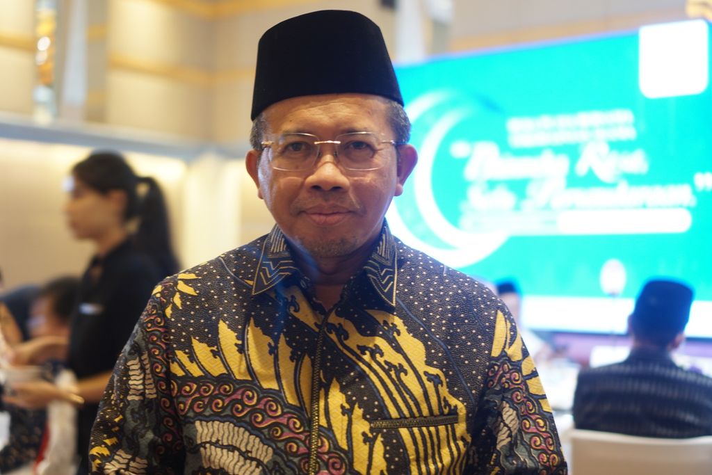 Direktur Majelis Hukama Muslim (MHM) Indonesia Muchlis M Hanafi saat menghadiri pertemuan tokoh lintas agama dan buka puasa bersama bertajuk &quot;Bhinneka Rasa, Satu Persaudaraan&quot; yang diselenggarakan MHM di Jakarta, Kamis (21/3/2024).