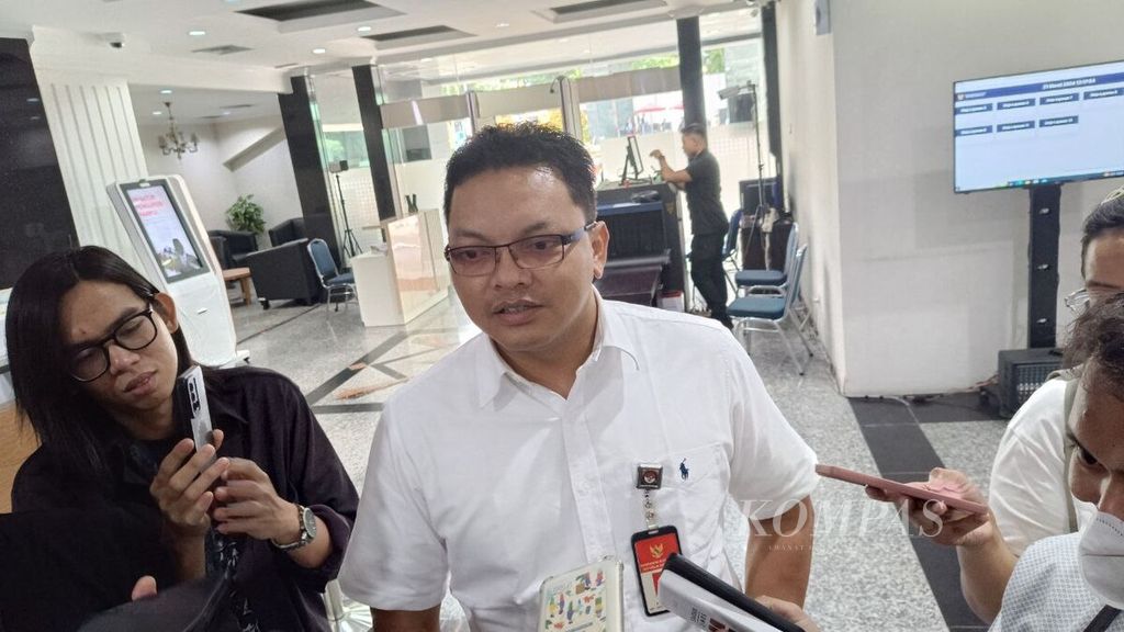 Spokesperson for the Constitutional Court, Fajar Laksono Suroso, when giving a statement to journalists, Thursday (21/3/2023).