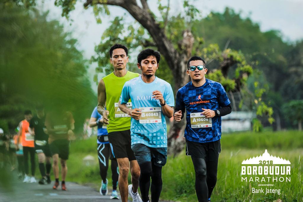 Dokumentasi fotografer resmi Borobudur Marathon 2018 di ajang Borobudur Marathon 2018 di Magelang, Jawa Tengah, Minggu (18/11/2018). 