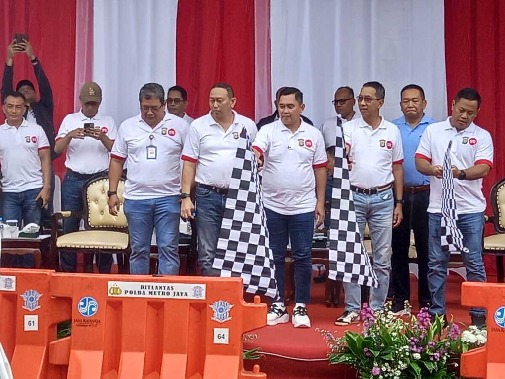 Pembukaan ajang Street Race Polda Metro Jaya kelima di Kemayoran, Jakarta Pusat, Sabtu (28/1/2023). 