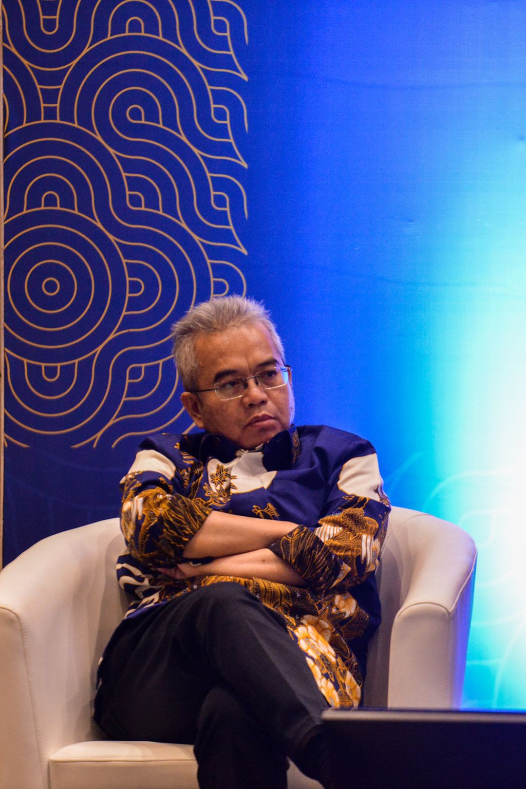 Pemikir Kebangsaan Yudi Latief menjadi pembicara di Hotel Santika Hayam Wuruk, Jakarta Barat, Senin (29/5/2023). 