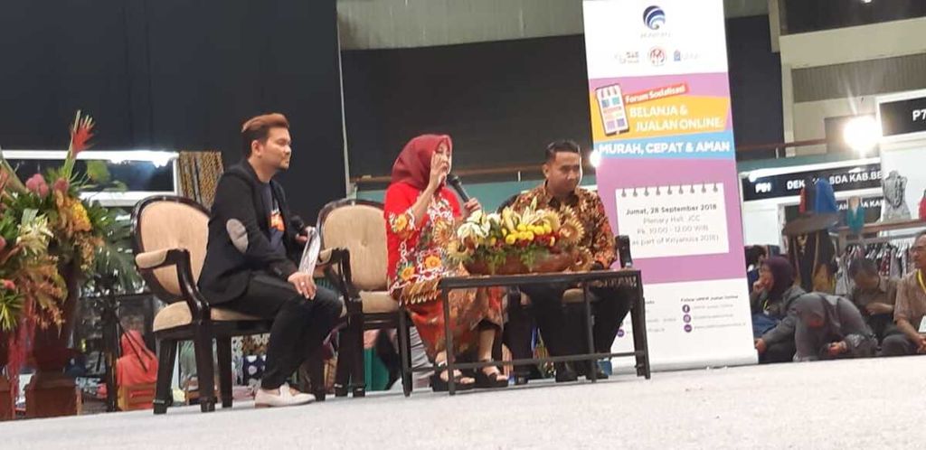 Suasana Forum Sosialisasi Belanja dan Jualan Online di Jakarta, Jumat (28/9/2018).