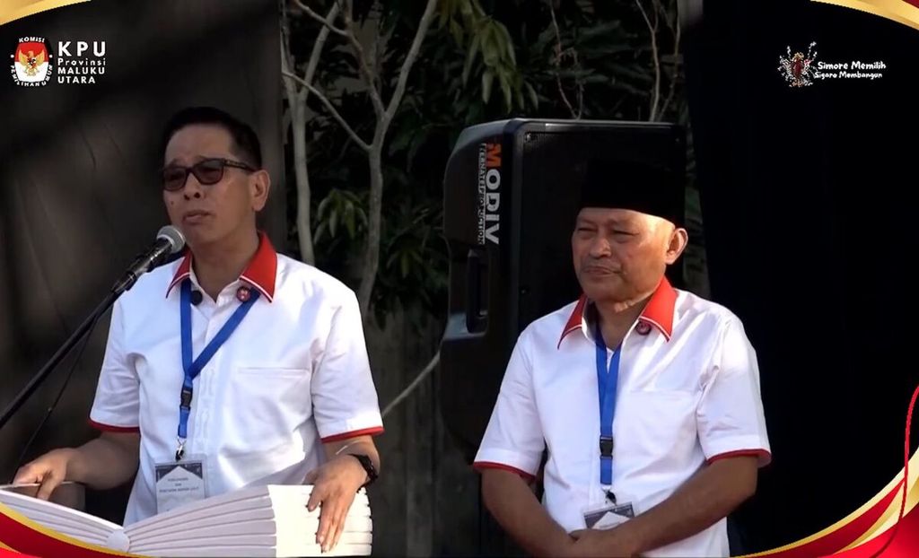 Calon gubernur-wakil gubernur Maluku Utara nomor urut 4, Benny Laos dan Sarbin Sehe.