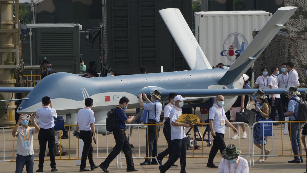 Pesawat nirawak CH-4 buatan China dipamerkan di Guandong, China, pada September 2021.