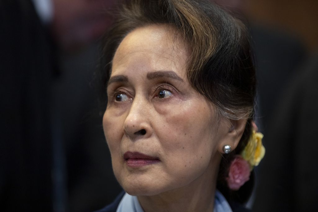 Pemimpin Liga Nasional Demokratik Myanmar, Aung San Suu Kyi. Foto diambil saat Suu - kala itu menjabat sebagai Penasehat Negara - hadir dalam sidang yang digelar Mahkamah Internasional di Den Haag, Belanda pada 11 Desember 2019.
