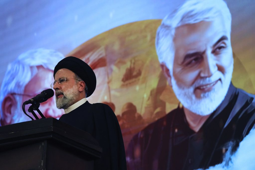 Iranian President Ebrahim Raisi attended the commemoration of the death of Al-Quds Brigade Commander, Qassem Soleimani, in Tehran in January 2023.