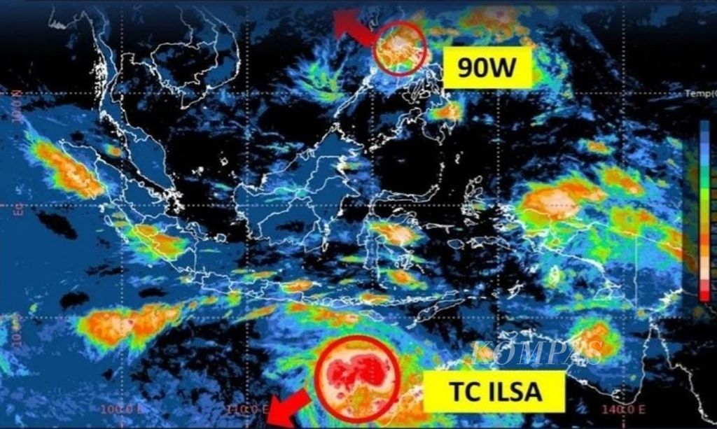Tangkapan layar infografis siklon tropis Ilsa yang dibagikanoleh BMKG Juanda, 12 April 2023.