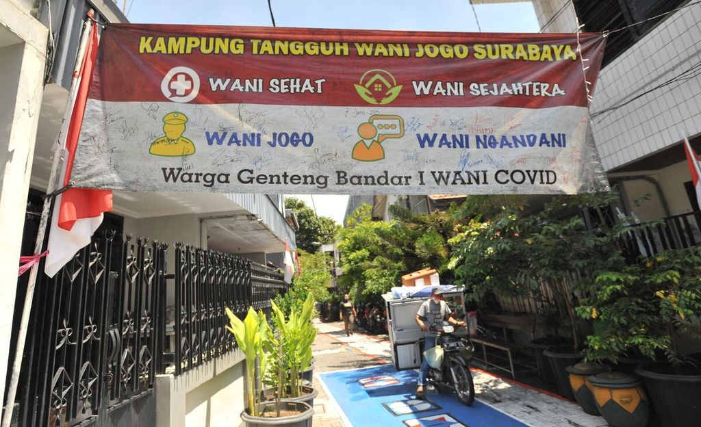 Kampung Tangguh Wani Jogo Suroboyo di RW 009, Kecamatan Genteng, Surabaya, Jawa Timur, Selasa (1/9/2020).