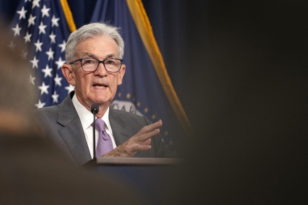 Gubernur Bank Sentral Amerika Serikat (The Fed) Jerome Powell dalam konferensi pers setelah rapat Komite Pasar Terbuka Federal di Federal Reserve di Washington DC, 31 Juli 2024.