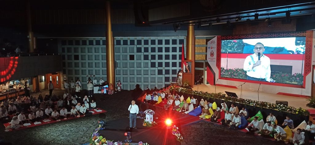Kepala Badan Riset dan Inovasi Nasional (BRIN) Laksana Tri Handoko saat membuka acara puncak peringatan Hari Kebangkitan Teknologi Nasional (Harteknas) Ke-28 di Jakarta, Kamis (10/8/2023). Peringatan Harteknas tahun ini mengusung tema "Talenta Riset dan Inovasi untuk Indonesia Emas 2045".
