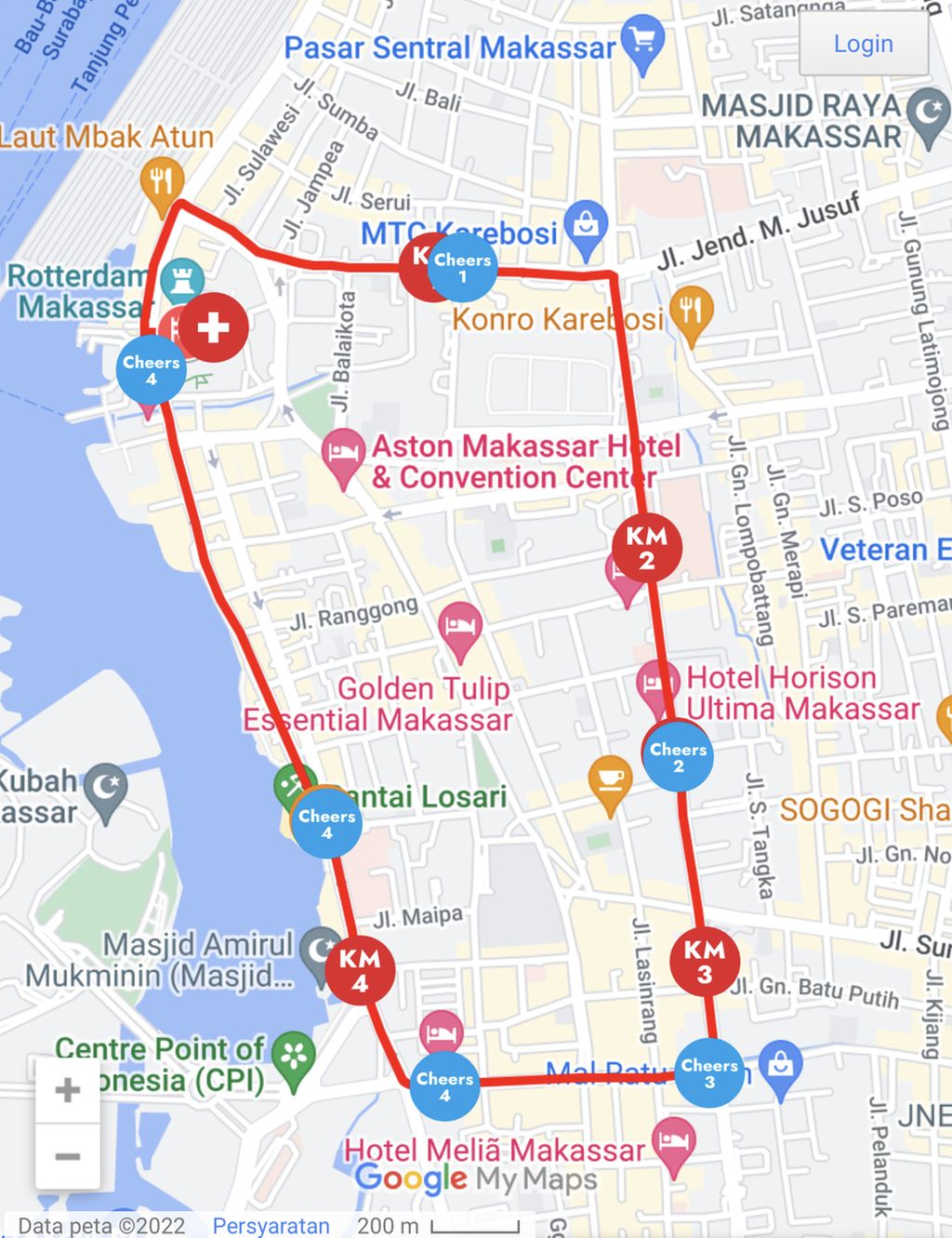 Rute yang akan dilewati peserta Friendship Run Makassar, Minggu (9/10/2022).