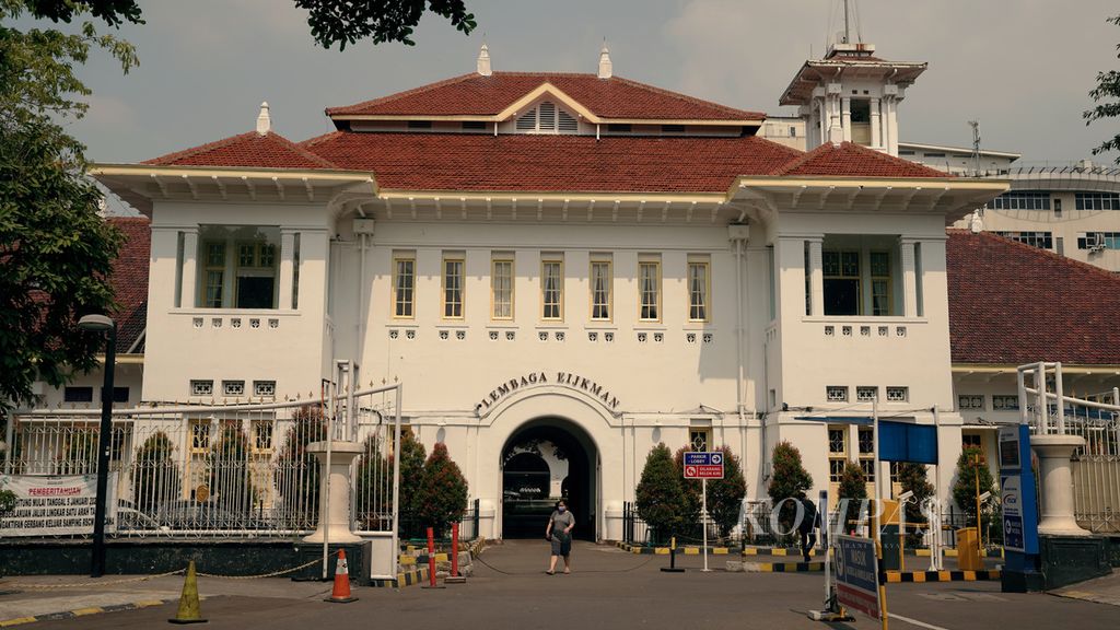 Gedung Lembaga Biologi Molekuler Eijkman atau Lembaga Eijkman di Jakarta Pusat, Selasa (4/1/2022). Lembaga ini telah dilebur ke BRIN.