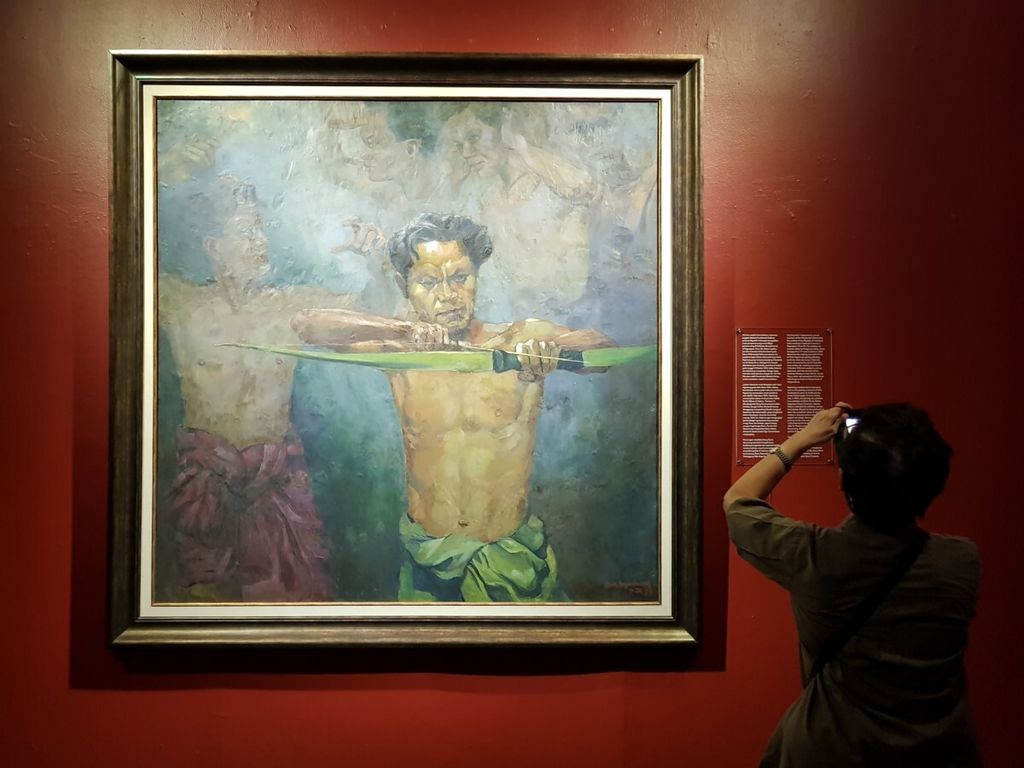Lukisan Memanah karya Henk Ngantung. Bagi Bung Karno, memanah merupakan simbol kesatriaan yang mencerminkan semangat juang.