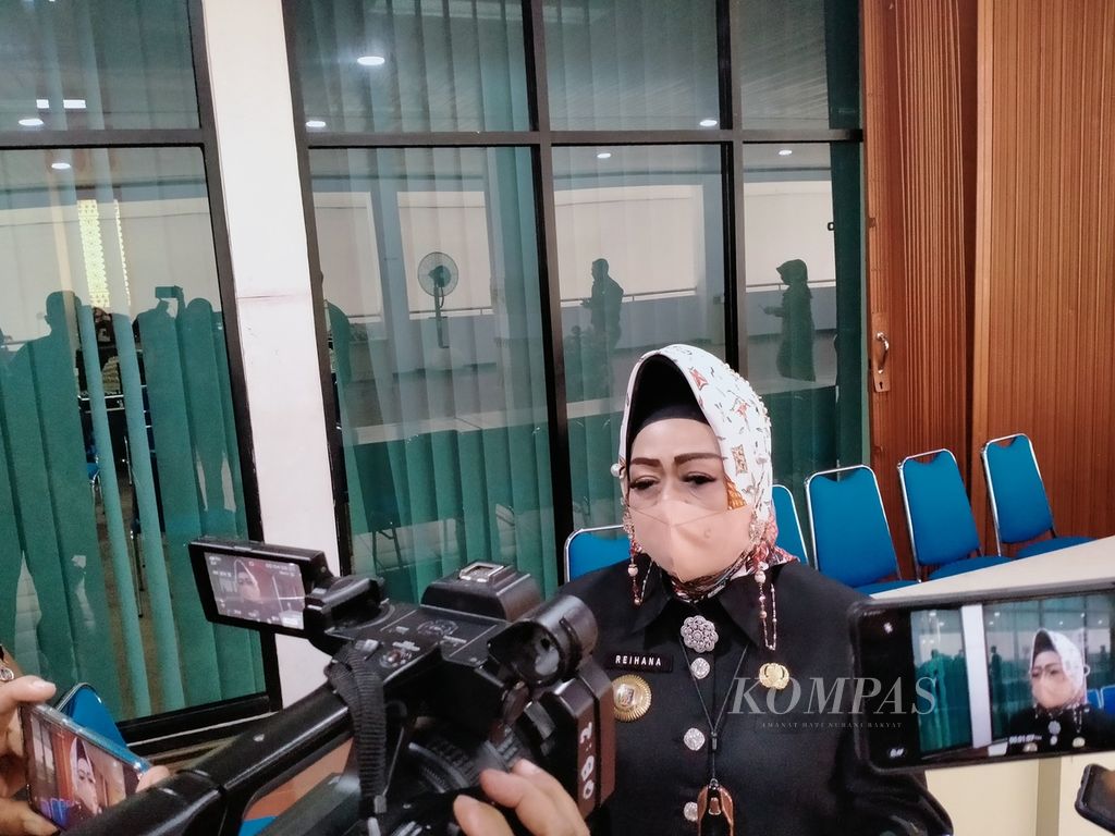 Kepala Dinas Kesehatan Lampung Reihana saat diwawancarai media massa di Bandar Lampung, Selasa (25/10/2022).