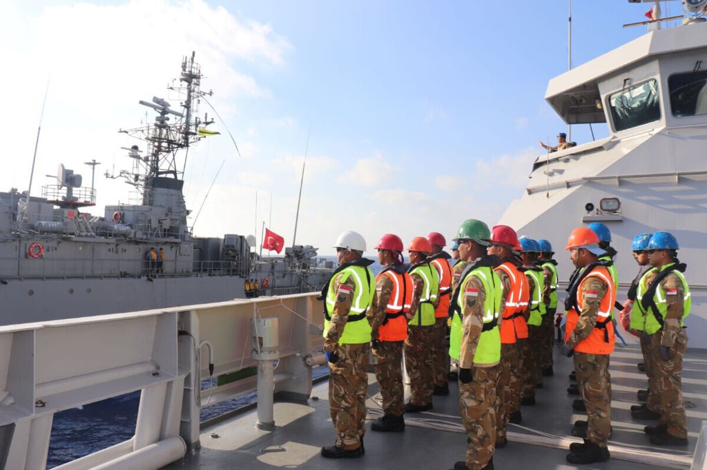 KRI Sultan Hasanuddin-366 yang dikomandani Letkol Laut (P) Ludfy latihan bilateral dengan Angkatan Laut Turki, Kamis (6/8). KRI Sultan Hasanuddin tergabung dalam Satgas MTF (Maritime Task Force) TNI Konga XXVIII-L/UNIFIL 2019.