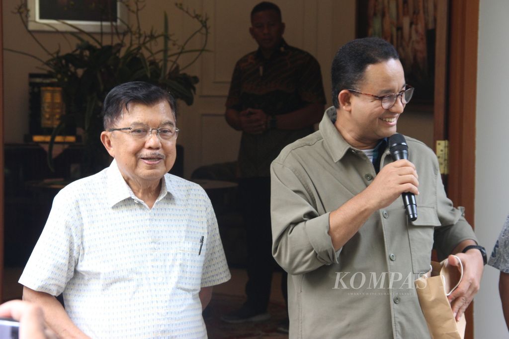 Bakal calon presiden Anies Baswedan bertemu Jusuf Kalla membahas isu kebangsaan, Sabtu (7/10/2023).