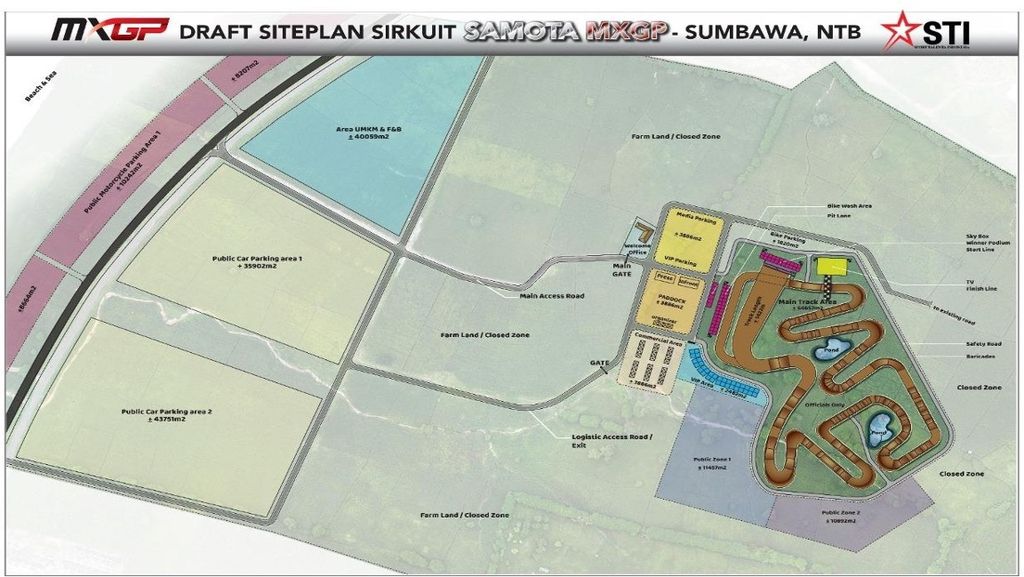 Draf <i>site plan</i> MXGP Samota, Sumbawa.