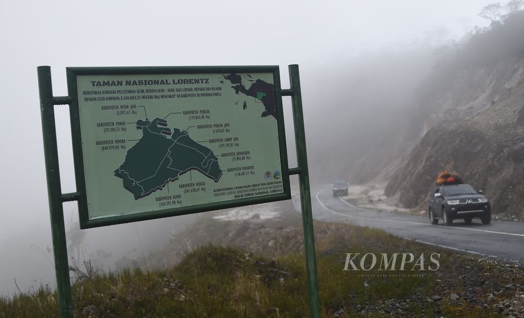 Peta Taman Nasional Lorentz, Kabupaten Jayawijaya, Minggu(14/11/2021). Pada 1999, 