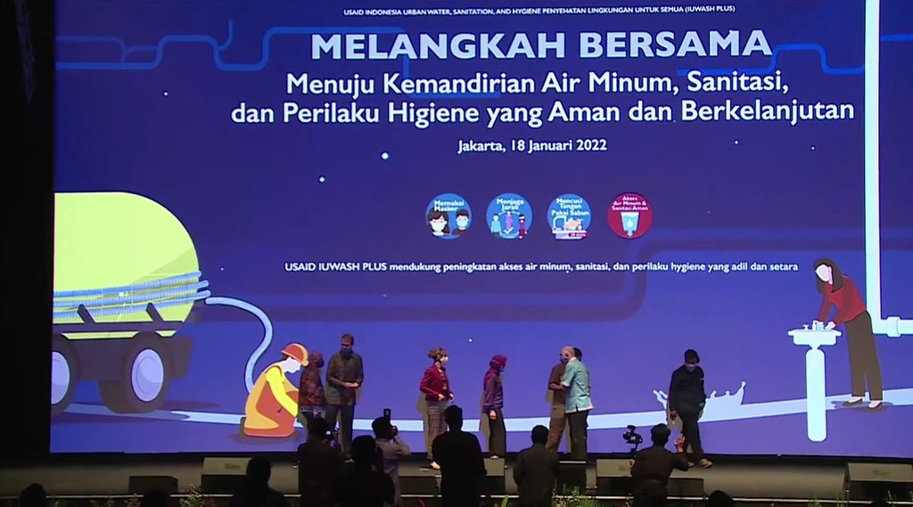 Lokakarya purnaprogram USAID, Indonesia Urban Water, Sanitation and Hygiene Penyehatan Lingkungan untuk Semua (IUWASH PLUS), di Jakarta, Selasa (18/1/2022).