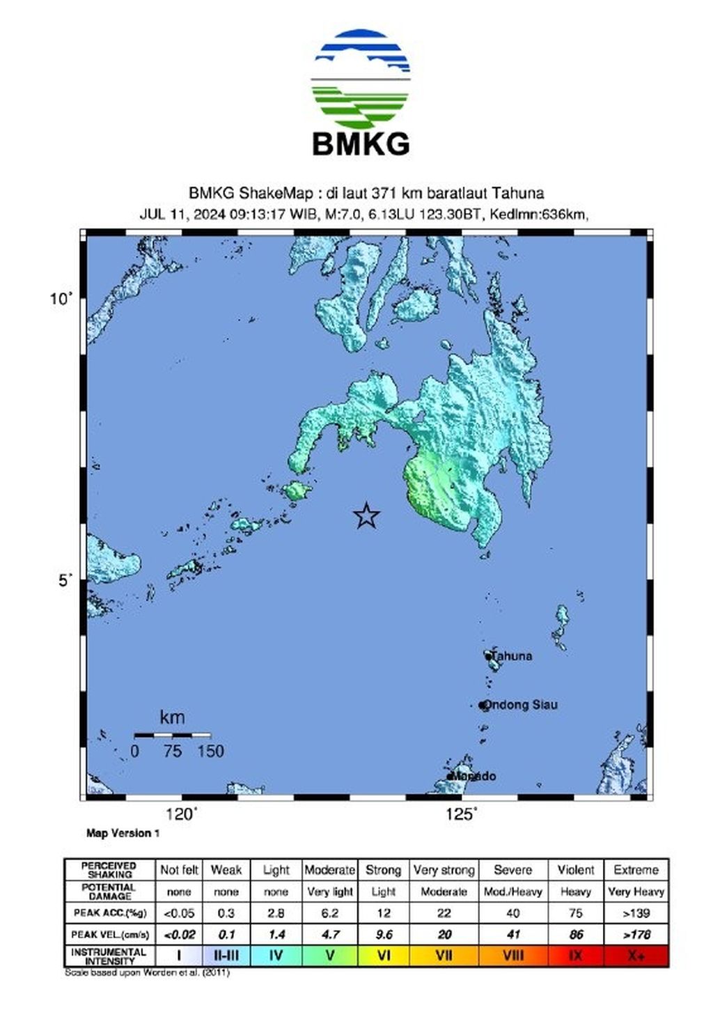 Gempa M 7 terjadi di laut sekitar Pulau Mindanao, Filipina, pada Kamis (11/7). Gempa ini tidak berpotensi tsunami.