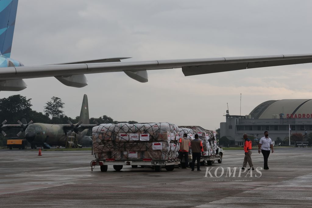 Bantuan dari Pemerintah Indonesia yang akan dikirimkan untuk korban gempa Turki dan Suriah, Selasa (21/2/2023). 